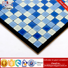 Fornecimento de fábrica de mosaico de porcelana misturado Mosaico de vidro de cristal azul para a telha da piscina